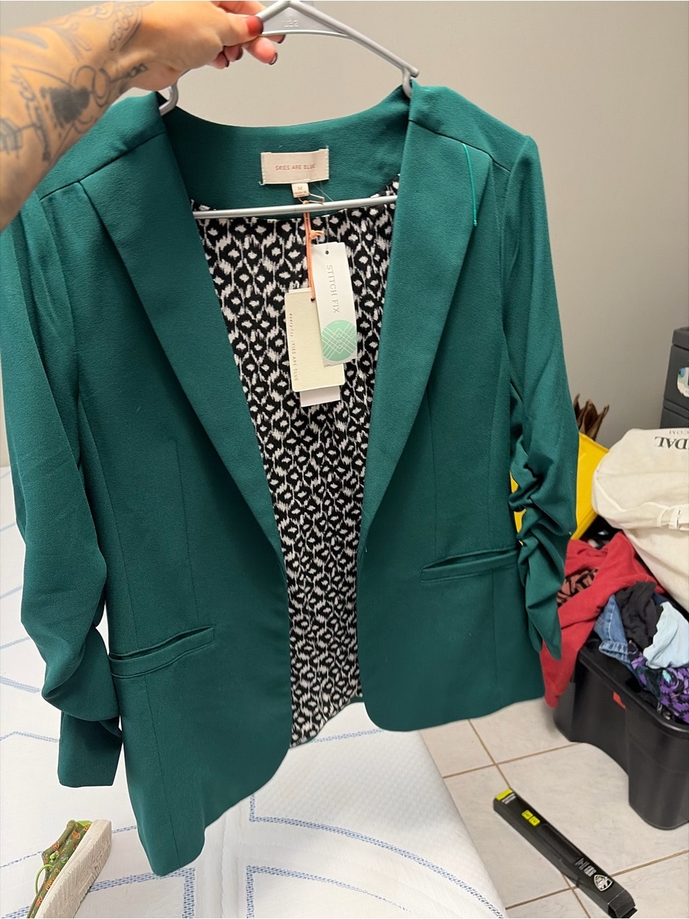 Skies Are Blue Teal Open-Front Blazer